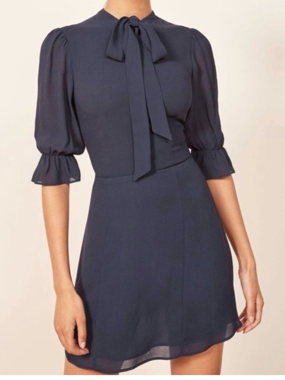 Reformation Cassie Mini Dress in navy | size 0